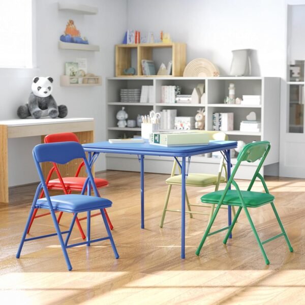 5 Piece Folding Square Desk and Chair Set