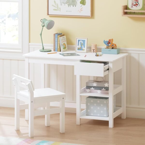 Children's Study Desk with Drawers and Shelves